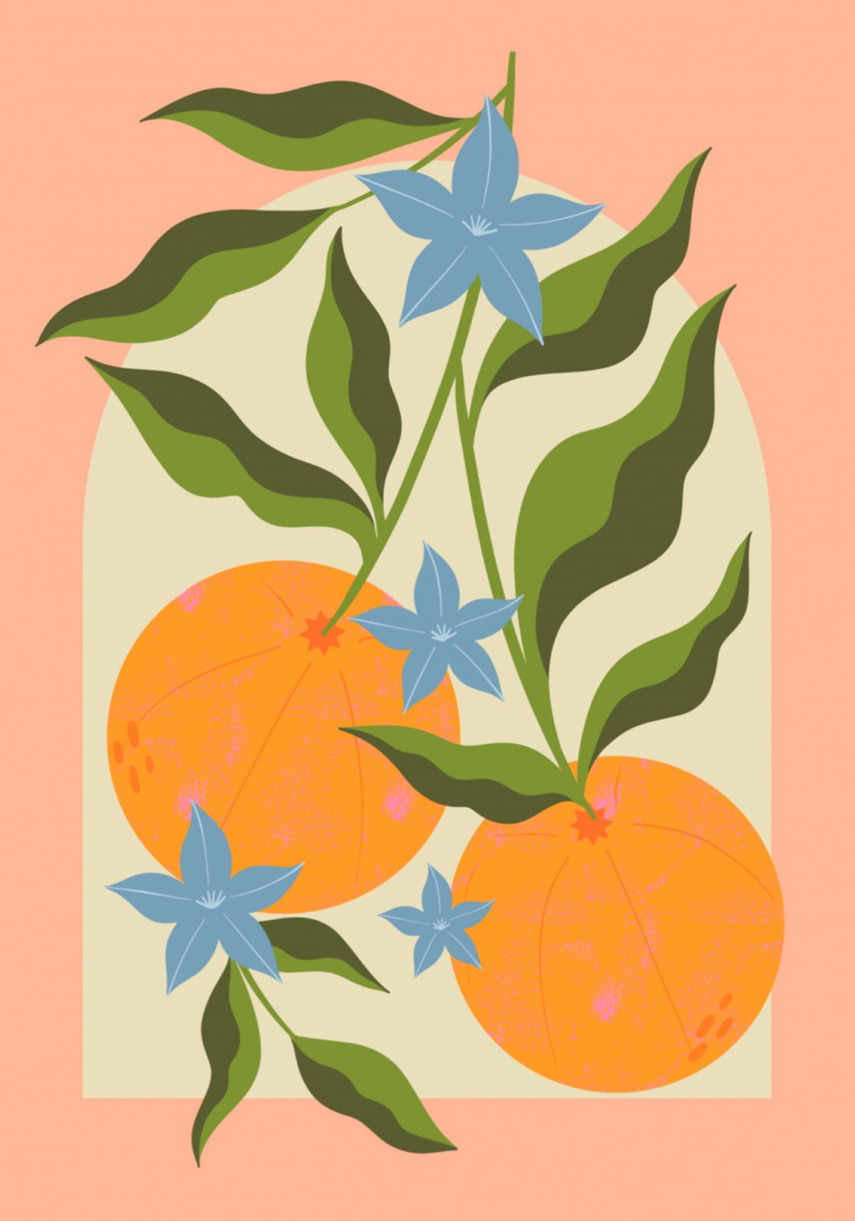 Orange Branch with Flowers