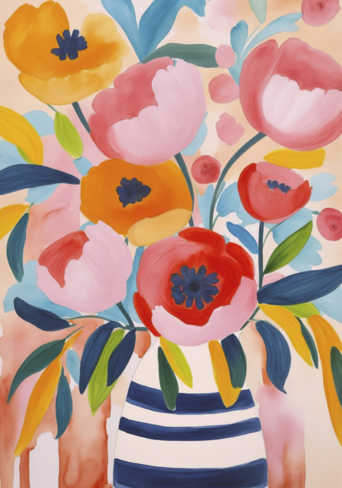 Vibrant Striped Bouquet - Posterbox