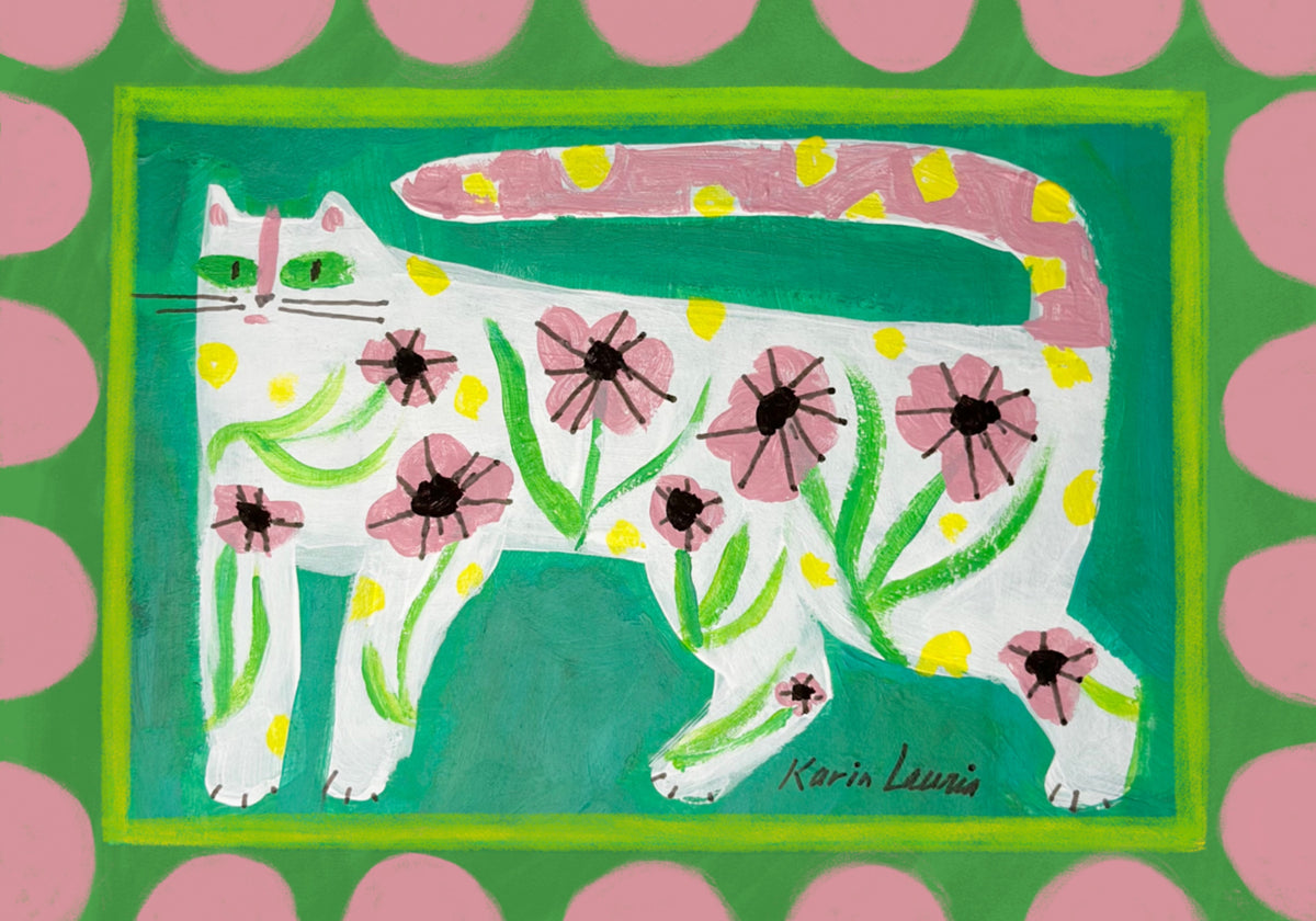 Whimsical Flower Cat - Posterbox