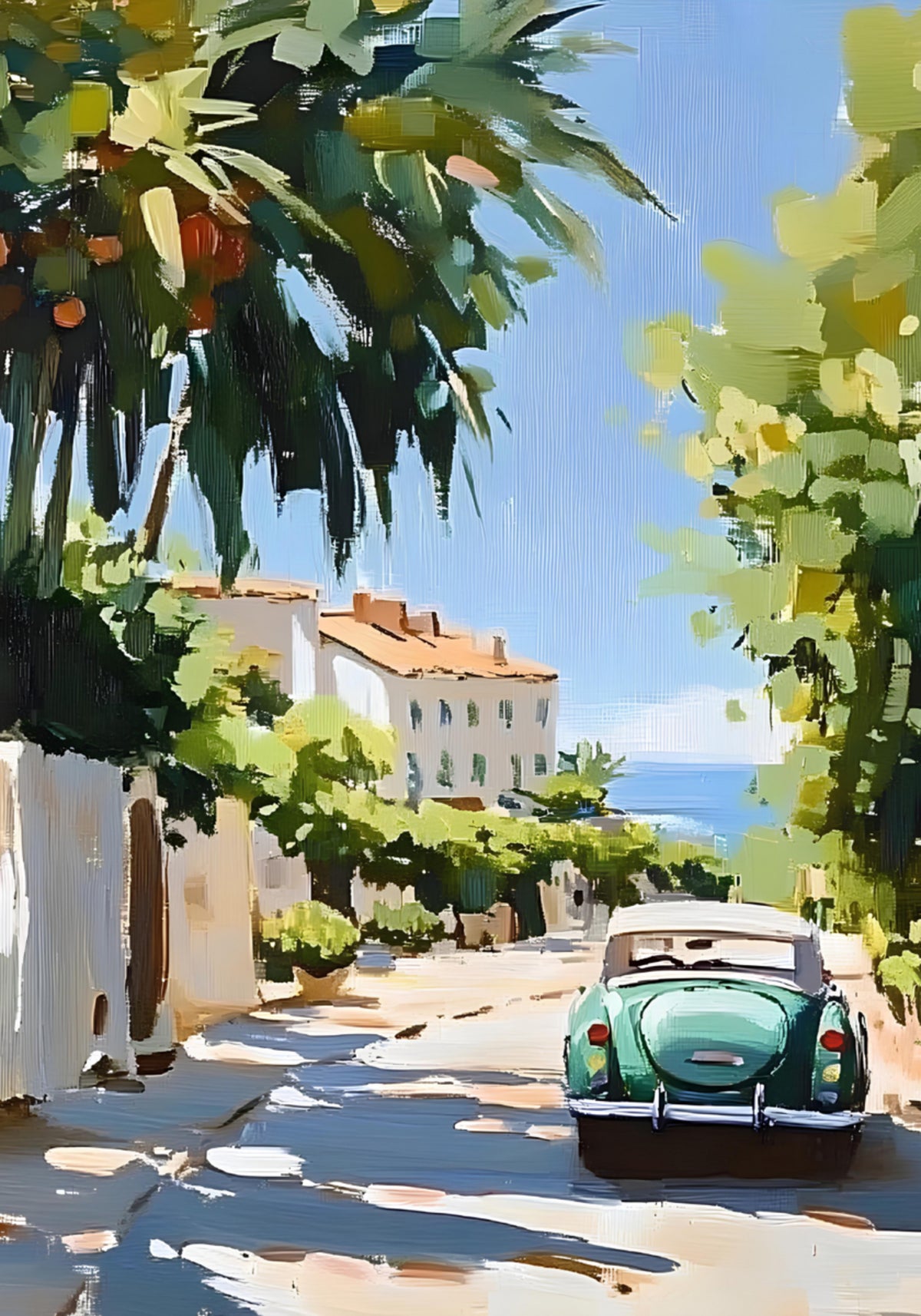 Green Car Coastal Drive - Posterbox