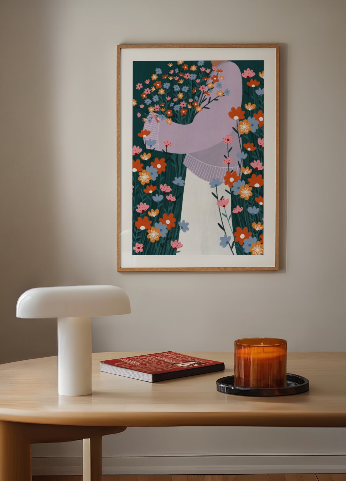 Happy Woman Holding Flowers - Posterbox