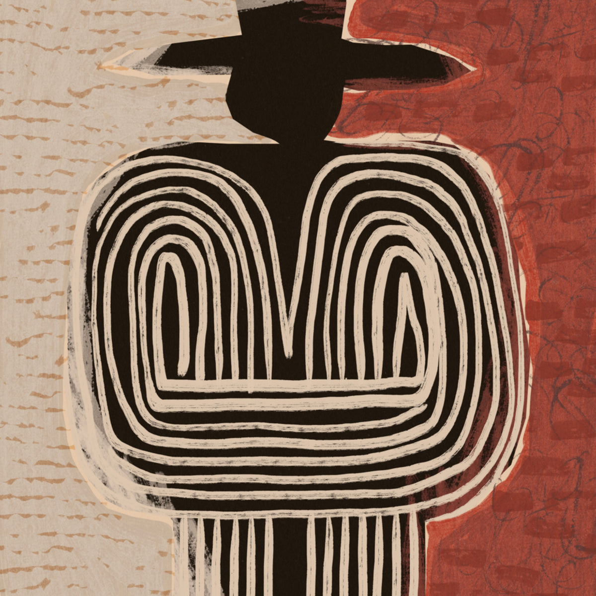 Tribal Figure With Hat - Posterbox