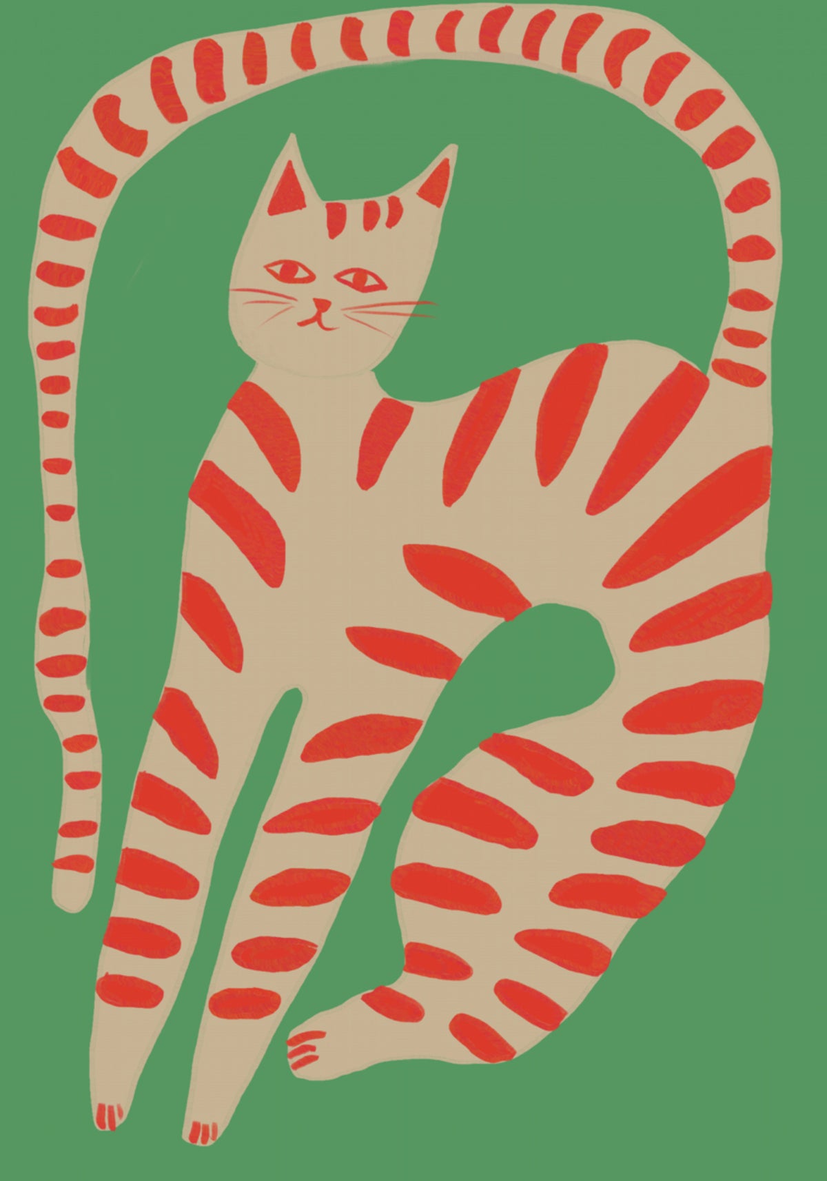 Striped Cat Stretching - Posterbox