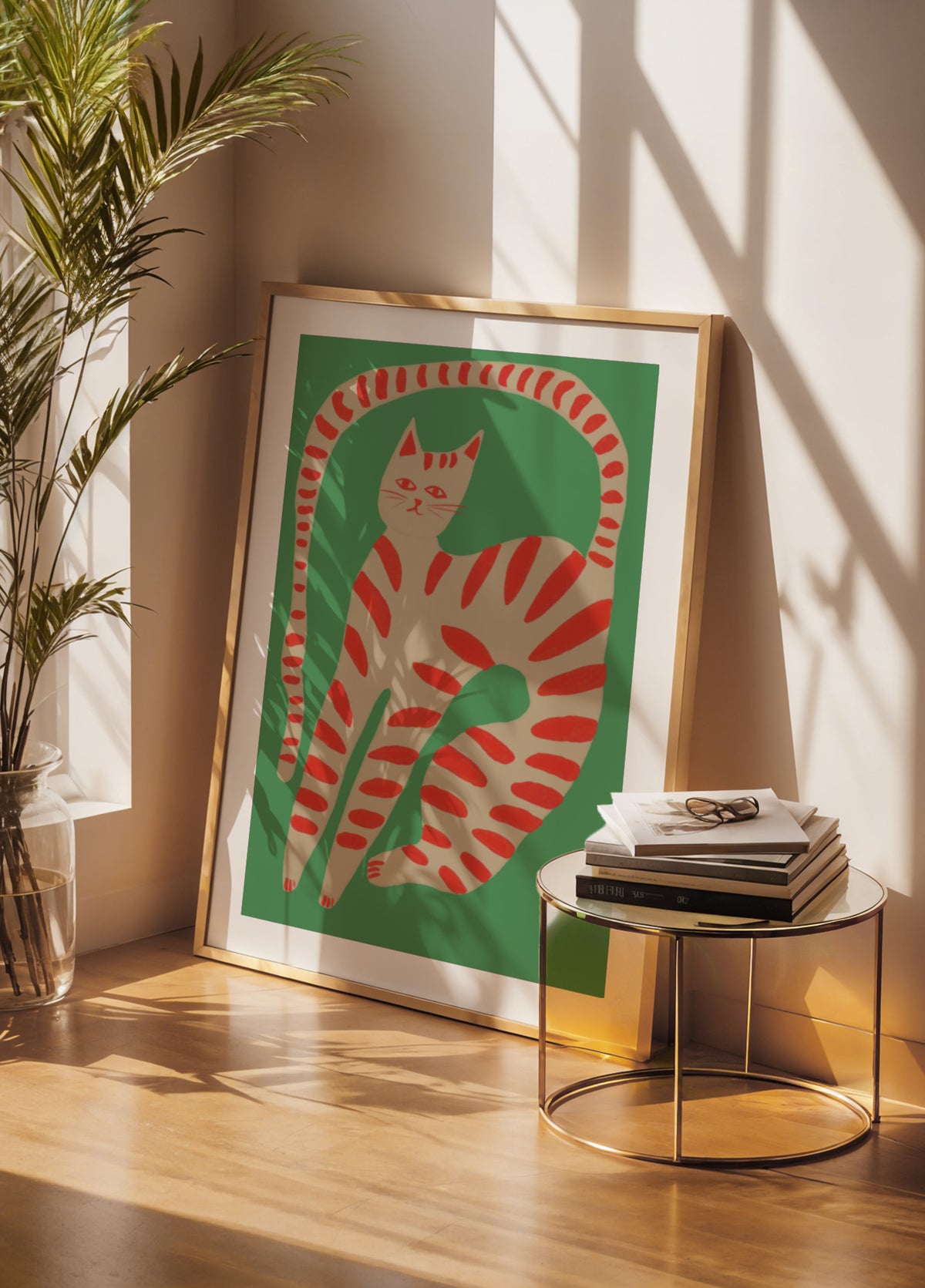 Striped Cat Stretching - Posterbox