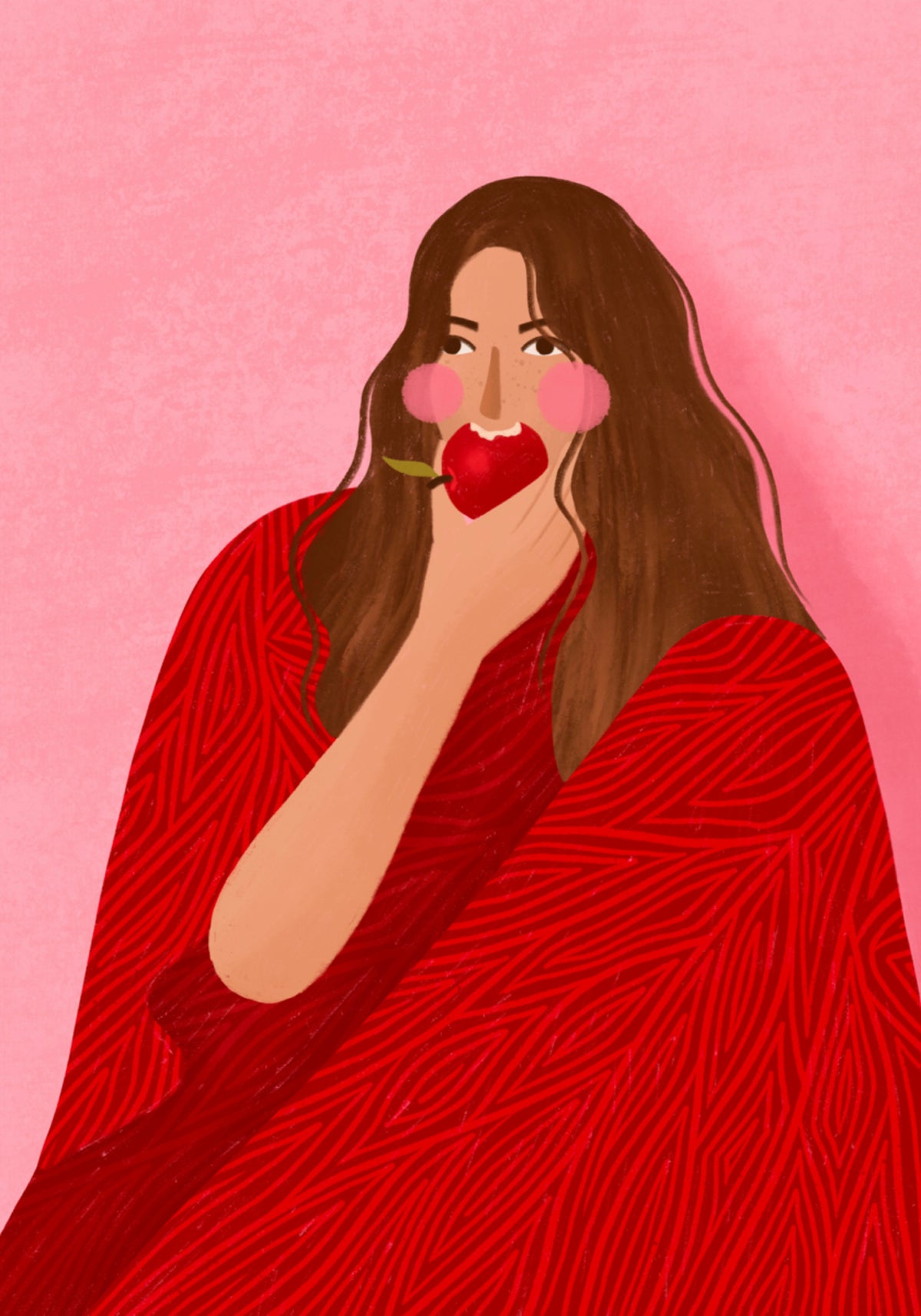 Cozy Woman Apple - Posterbox