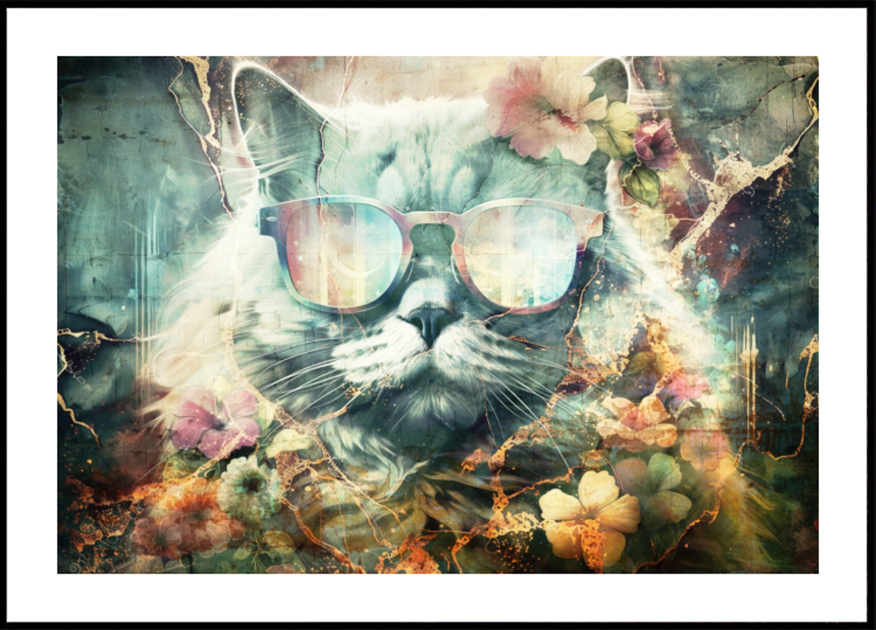 Vintage Floral Cat