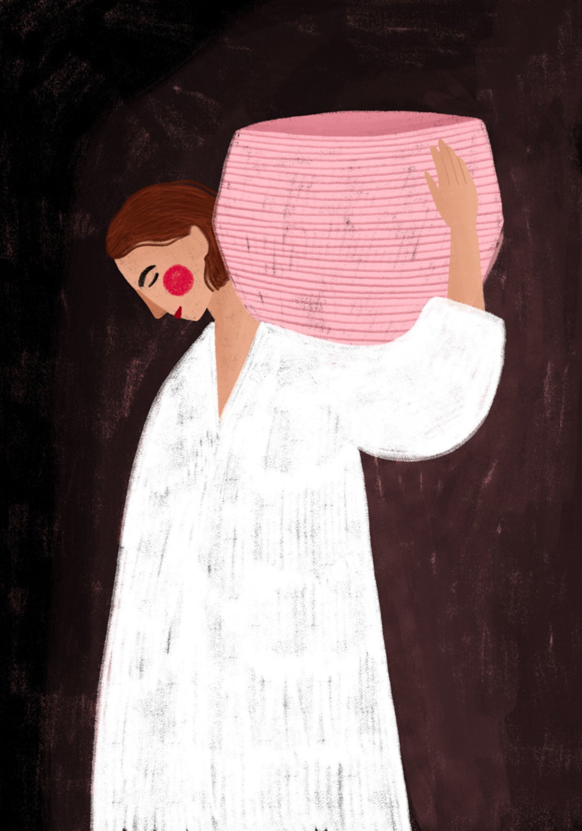 Serene Woman Carrying Basket - Posterbox