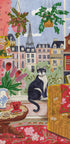 Cat in front of window in Paris bright colours - Posterbox