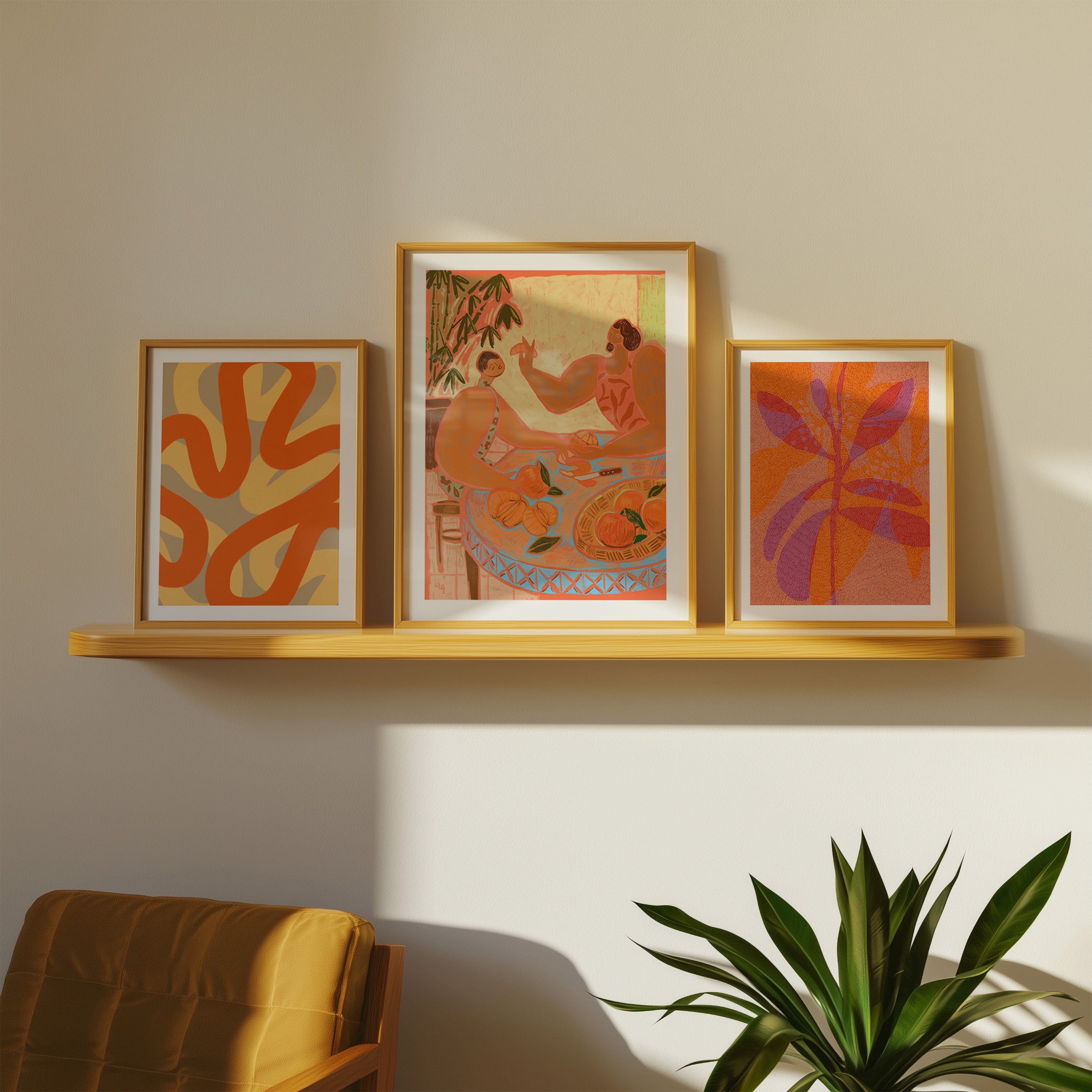 Boho abstrakt galleri vægkunst