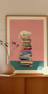 Cozy Cat on Colorful Books - Posterbox