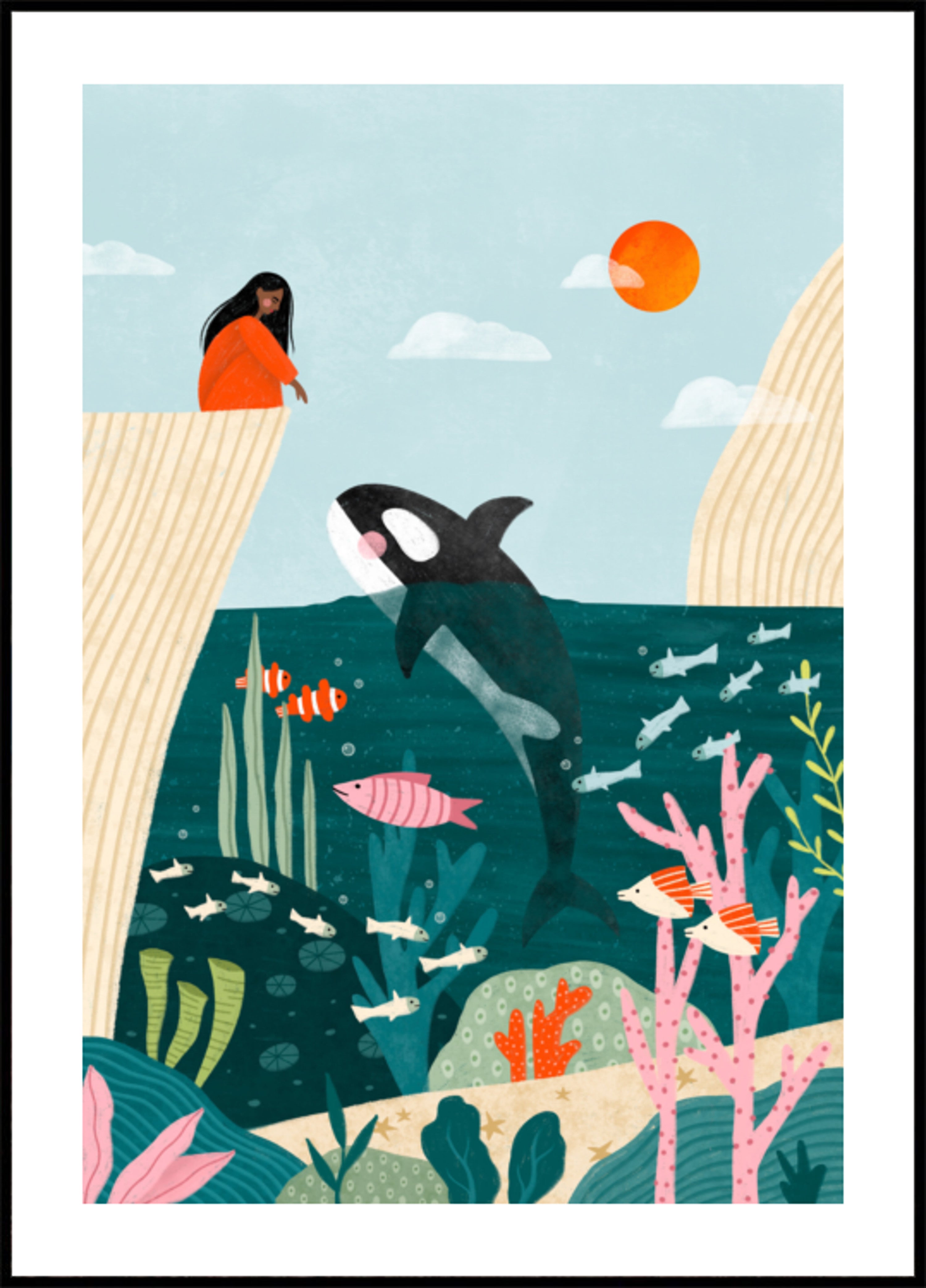 Girl Watches Ocean Life