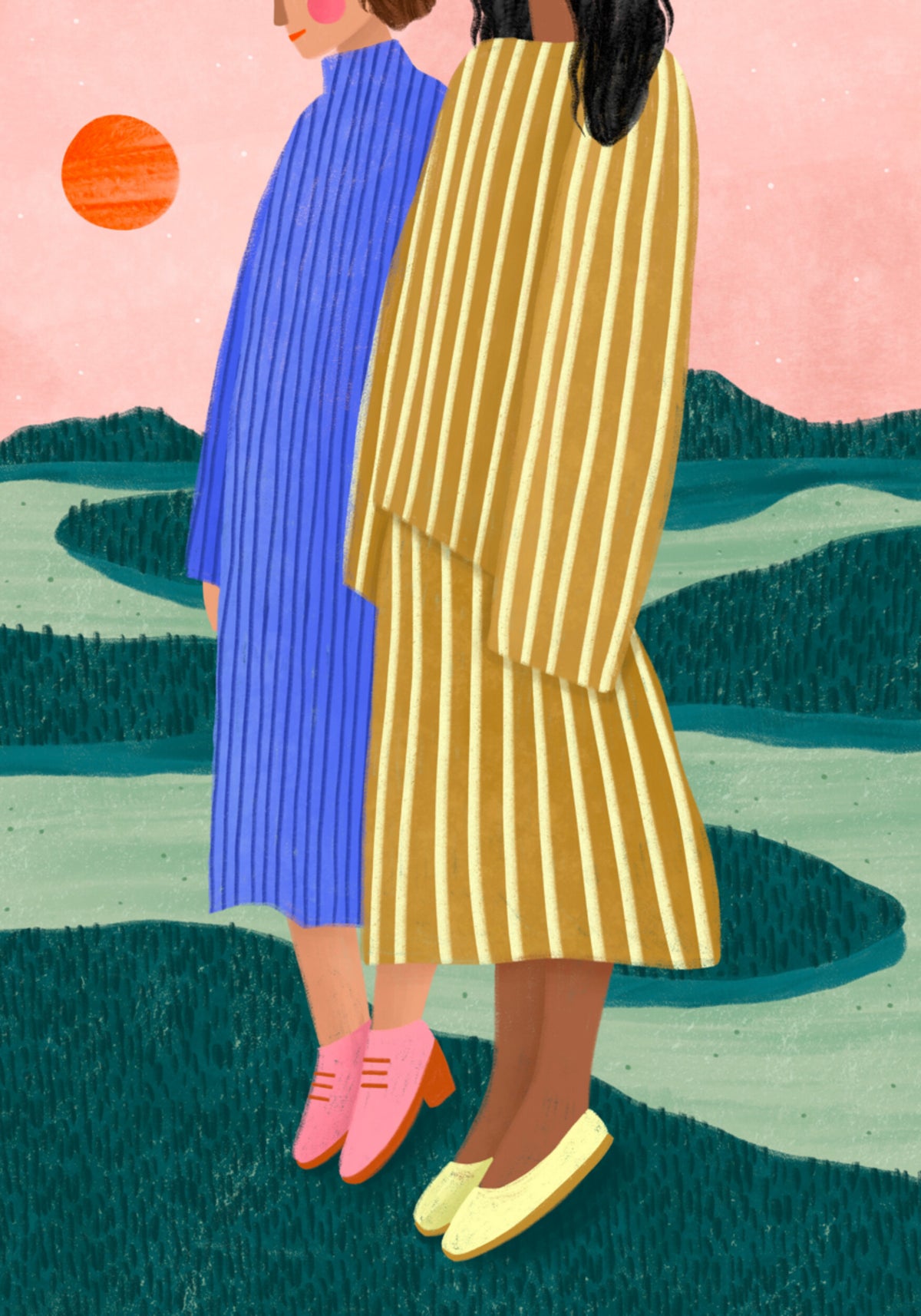Women Overlook Serene Landscape - Posterbox