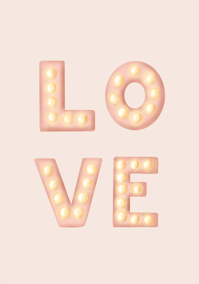 LOVE Light Letters Pink Plakat