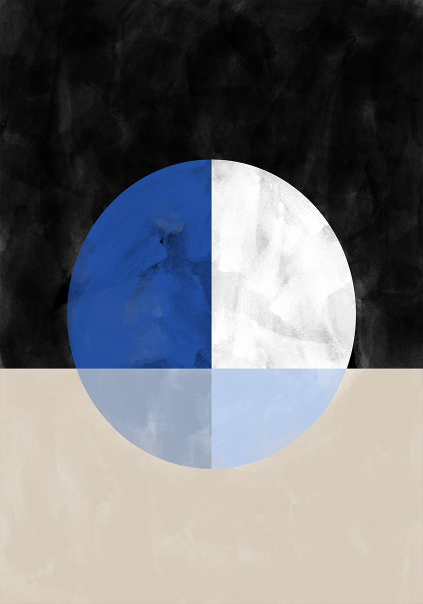 Isected Circle with Blue and White Quadrants Plakat - Posterbox