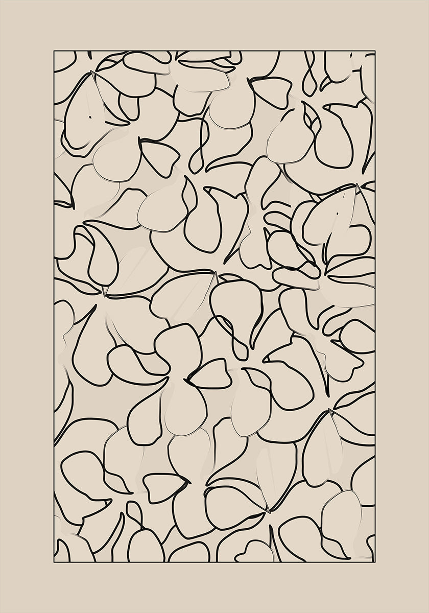Seamless Pattern of Outlined Flowers Plakat - Posterbox