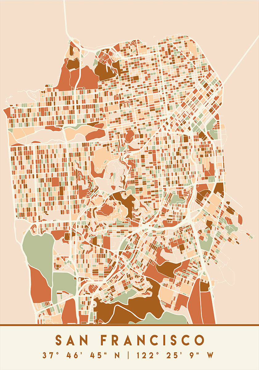 Black Maps Earth Tones 75 Plakat - Posterbox