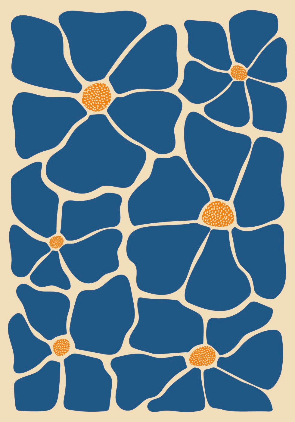 Abstract Blue Floral Plakat