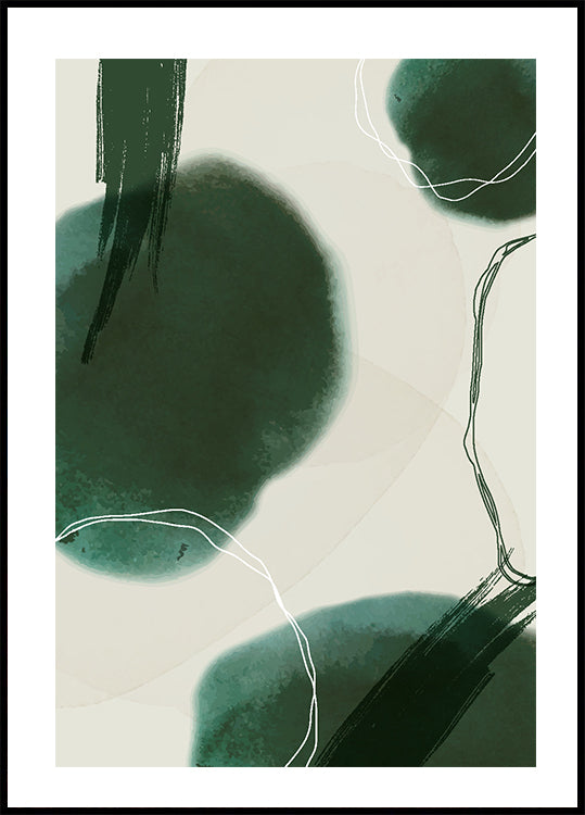 Abstract Green Shapes Art Plakat - Posterbox.dk