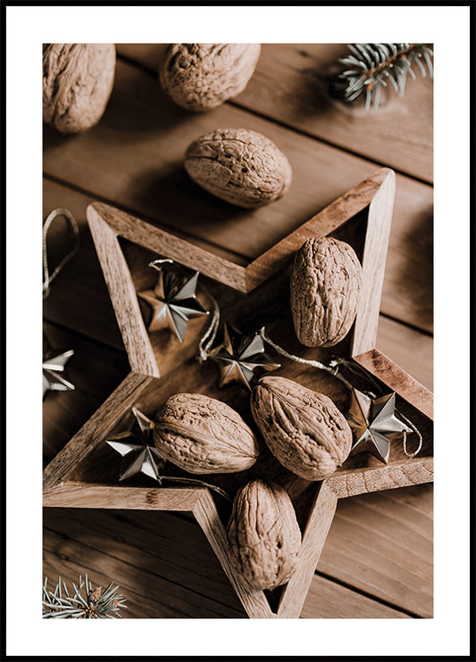 Walnuts in a Wooden Star Plakat