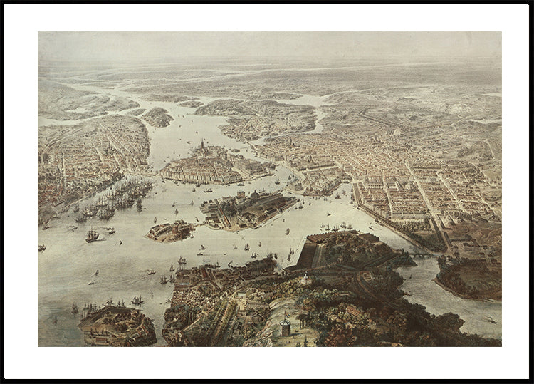Fogelvue Over Stockholm 1860 Plakat - Posterbox.dk
