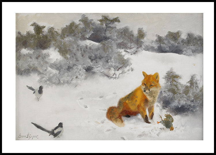 Fox in Winter Landscape By Bruno Liljefors No. 2 Plakat - Posterbox.dk