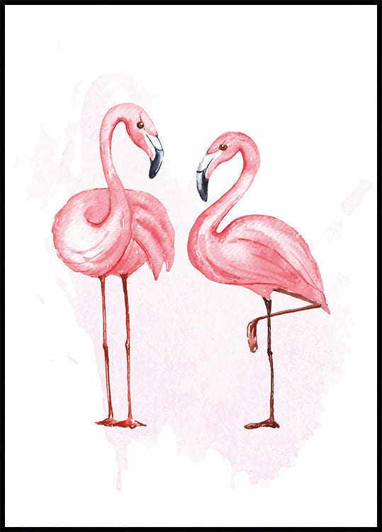 Watercolor Flamingos Plakat - Posterbox.dk
