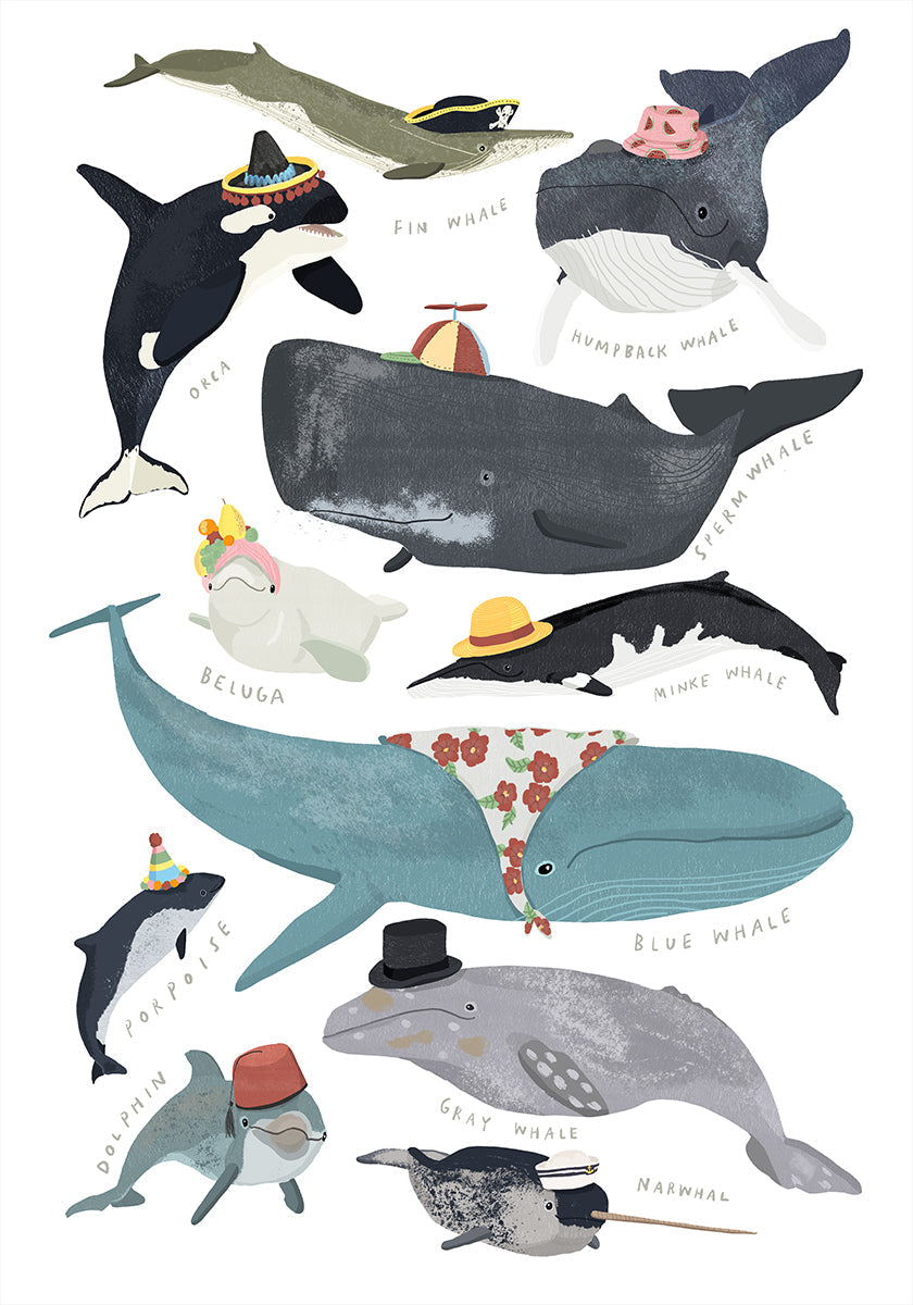 Whales In Hats Plakat - Posterbox