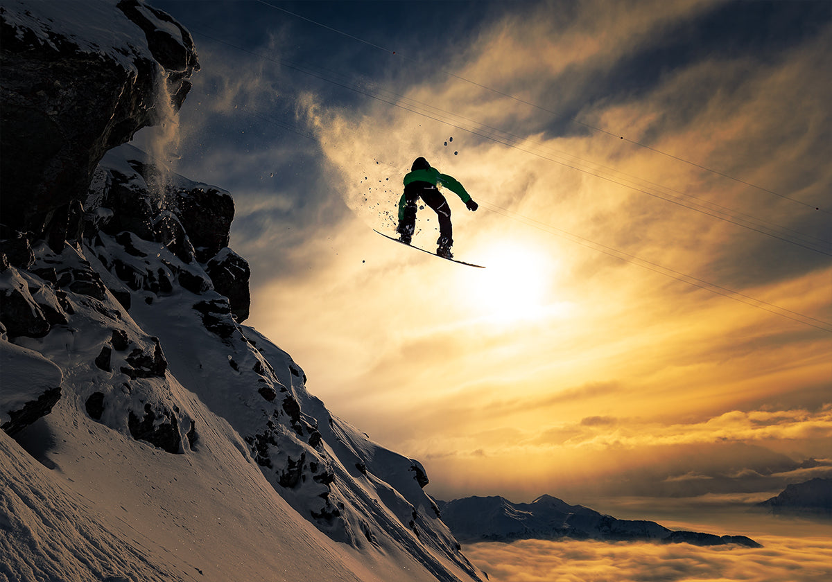 Sunset Snowboarding Plakat - Posterbox