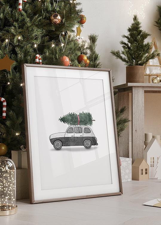 Poster 60x90 Juniqe  0002 Weihnachtsauto Schwarz Plakat - Posterbox
