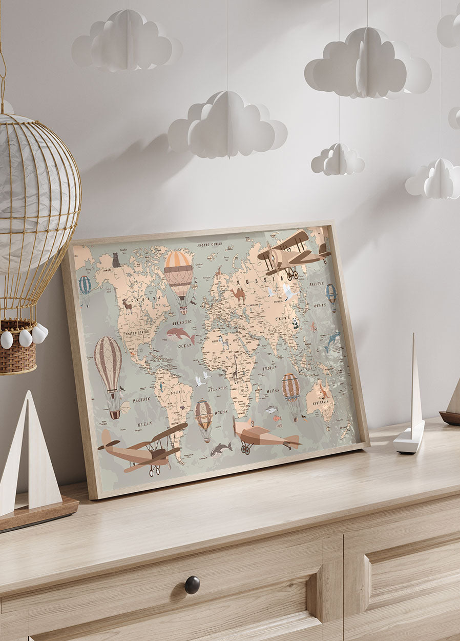 World Map Kids Room Plakat - Posterbox.no