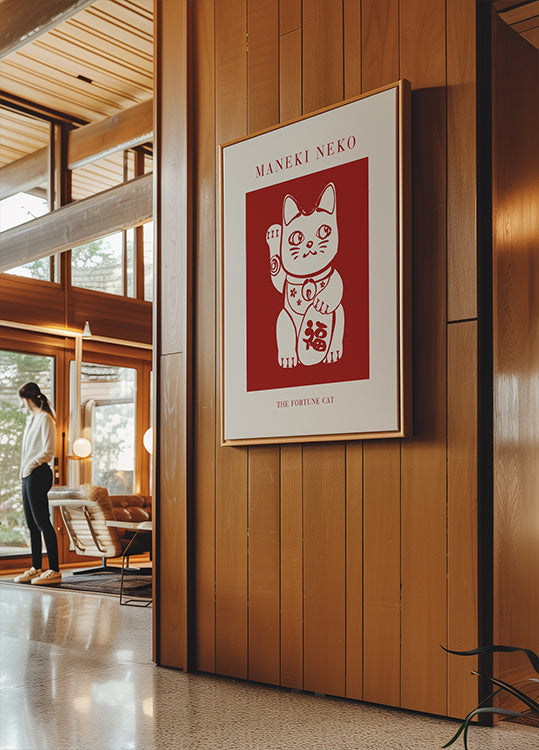 Maneki-Neko Cat Red - Posterbox