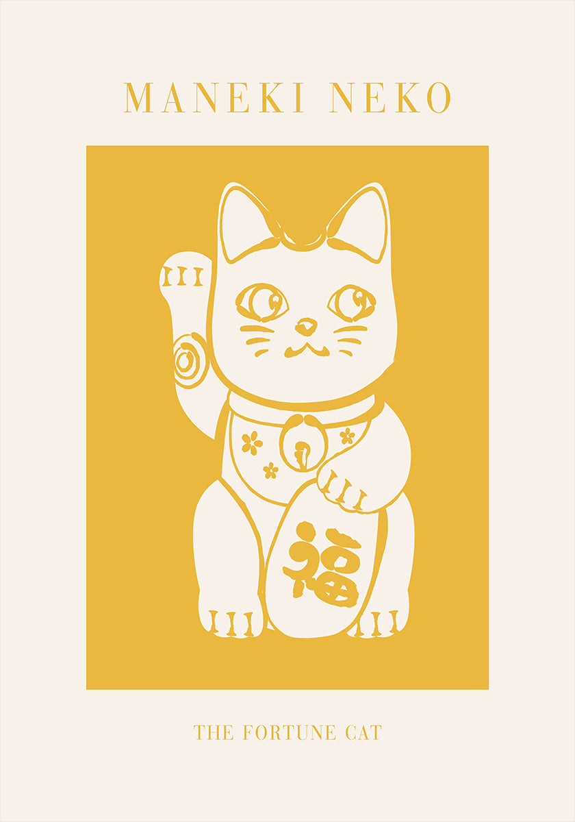 Maneki-Neko Yellow Cat (NEW) - Posterbox