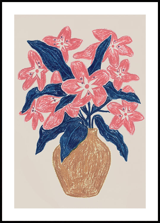 Pink Floral in Terracotta Vase (NEW) - Posterbox
