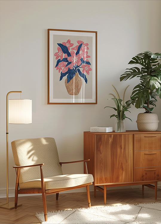 Pink Floral in Terracotta Vase (NEW) - Posterbox