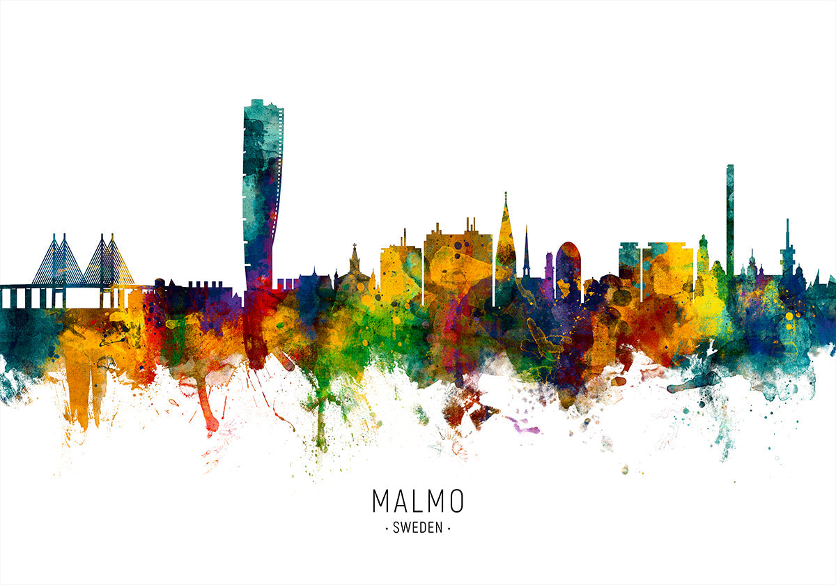 Malmo Sweden Skyline Plakat - Posterbox