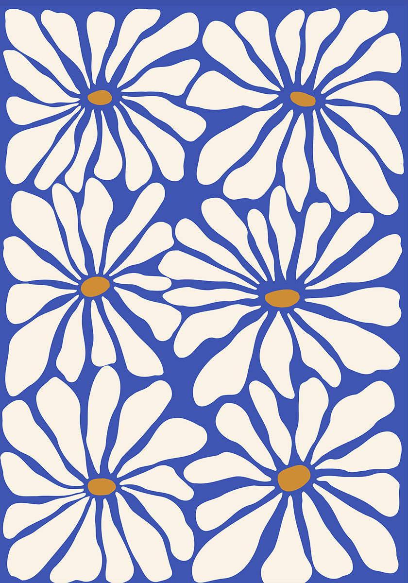 Sunny Floral Blue Plakat - Posterbox