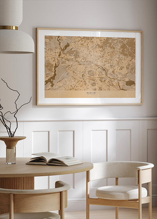 Sepia vintage map of Berlin in Germany Plakat