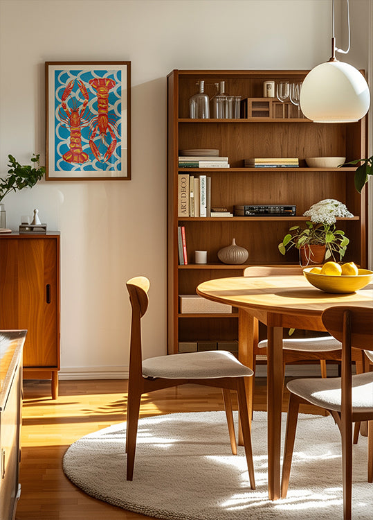 Langoustines On Blue Plakat