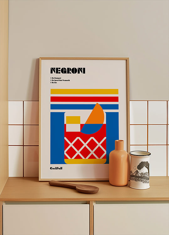 Negroni Bauhaus Cocktail Plakat