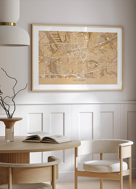 Sepia vintage map of Dortmund Germany Plakat