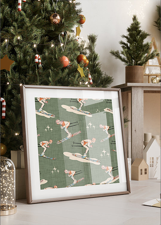 Winter Sports   Retro Vintage Ski Blue.png Plakat