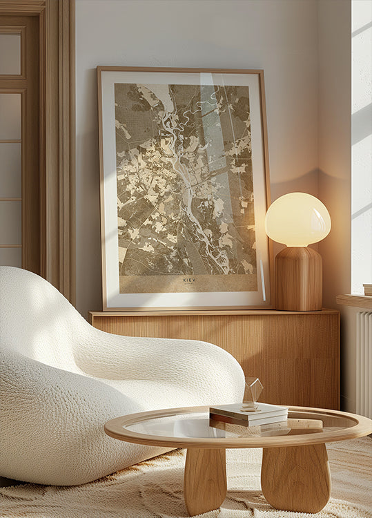 Sepia map of Kiev (pre-war) Plakat