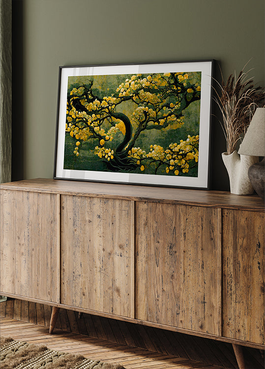 Golden Blossom Tree Plakat