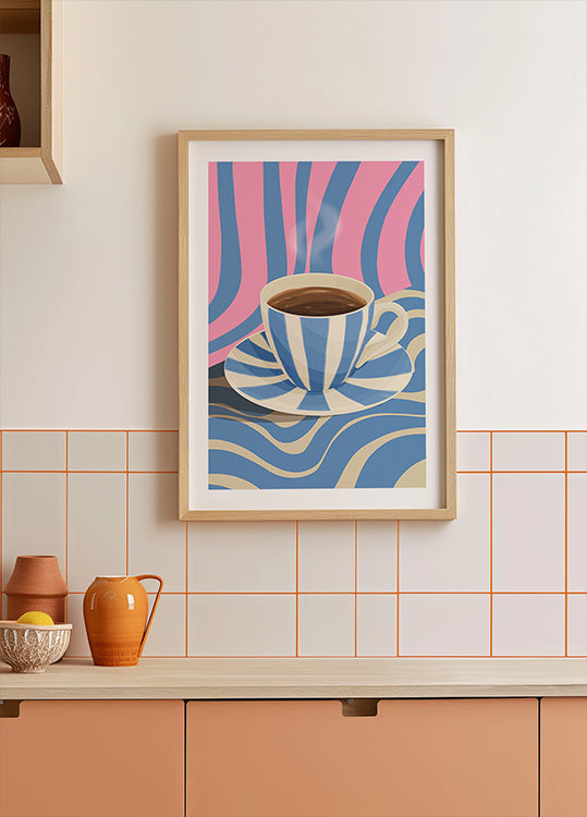 Striped Coffee Cup Plakat