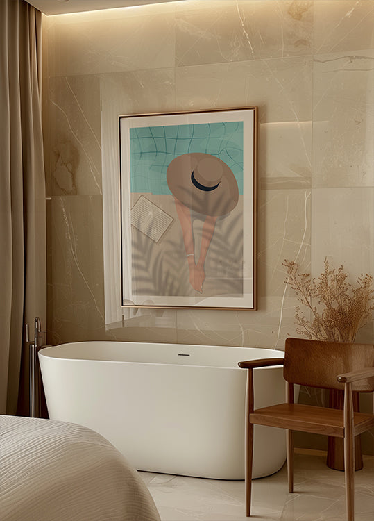 Enjoy the Moment 2, Summer Poolside with Book and Hat Plakat