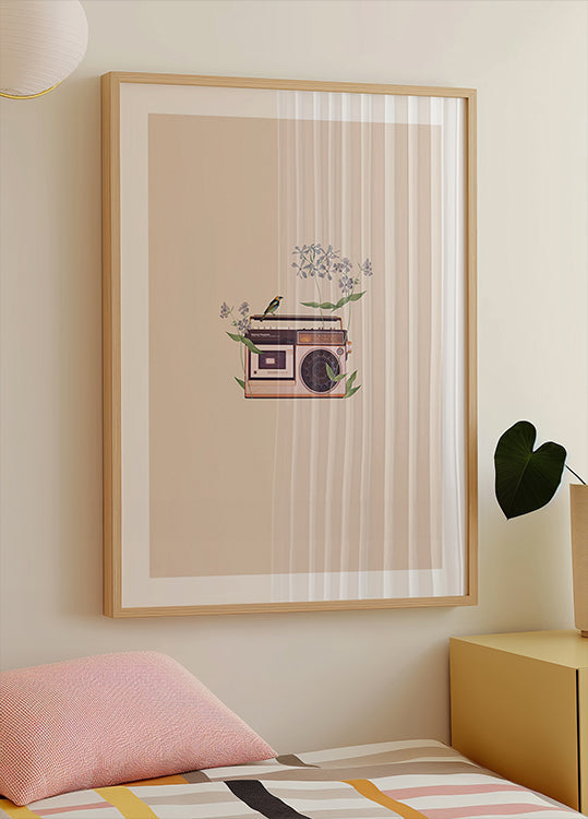 Floral vintage radio Plakat