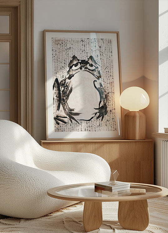 Japanese Frog (late 18th 19th Century) Vintage Ink and Color On Paper Plakat