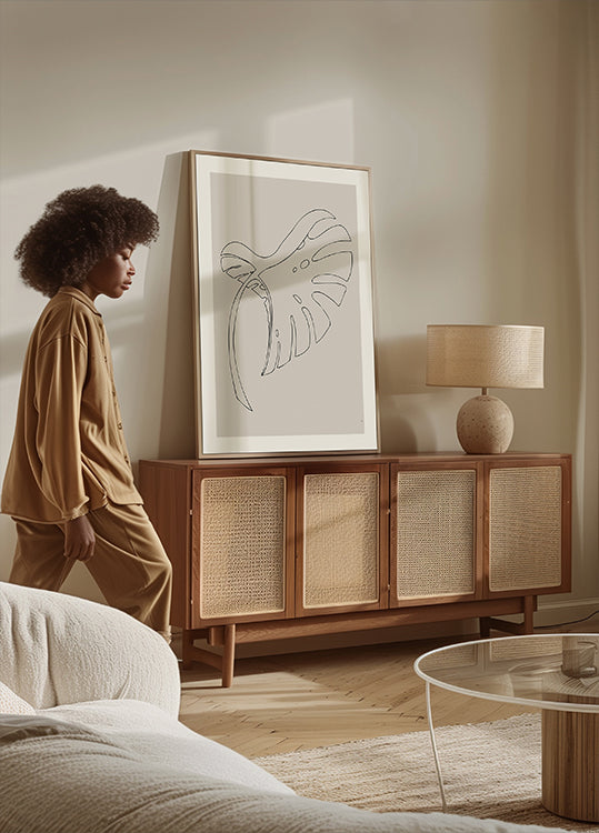 Monstera Bent Beige Plakat