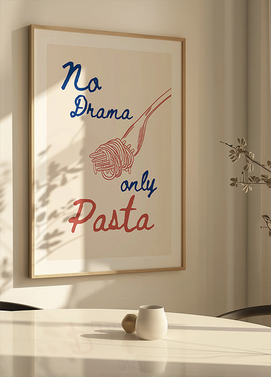 No drama only pasta, Illustration + Text