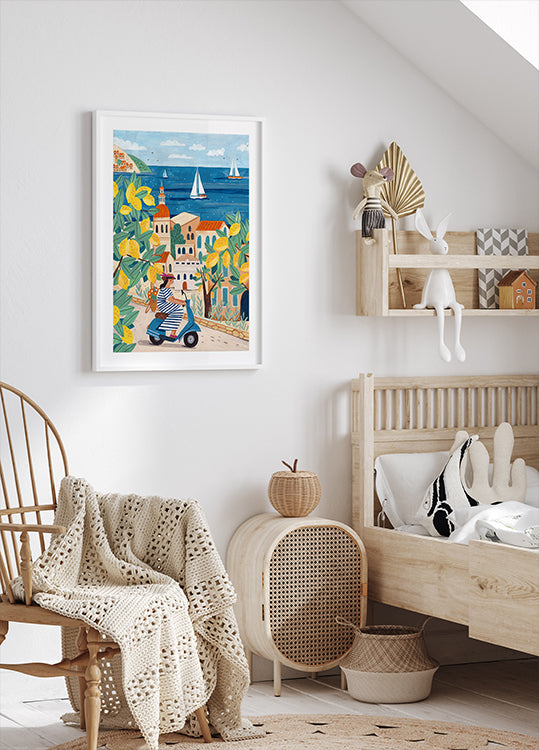 Travel woman on the Amalfi coast, Italy Plakat